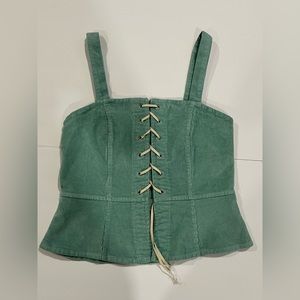 Corduroy Corset lace-up bustier top. 70s 90s Y2K vibe